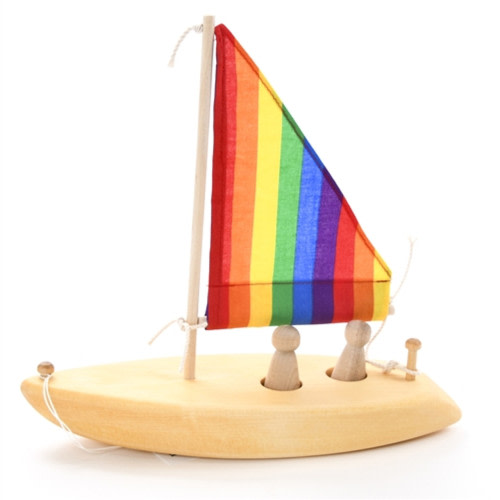 Wooden Toy Sailboat - Made in USA Rainbow Sail Boat