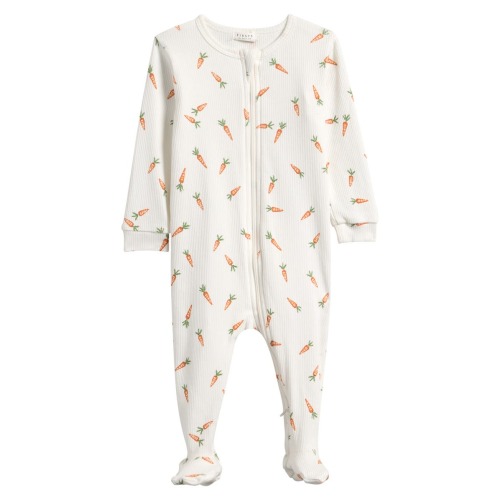 Carrot Print One-Piece Footie Pajamas