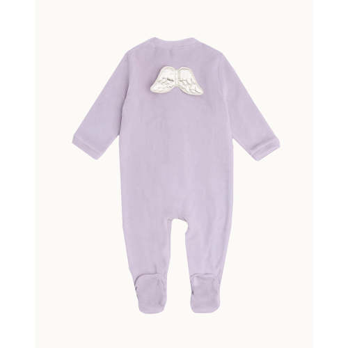 Velour Angel Wing Sleepsuit - Silver & Lilac | Marie-Chantal