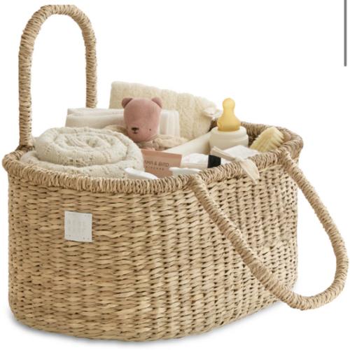 Baby Diaper Caddy Organizer "ROSA" Handmade & Natural by BEBE BASK® – BEBE BASK