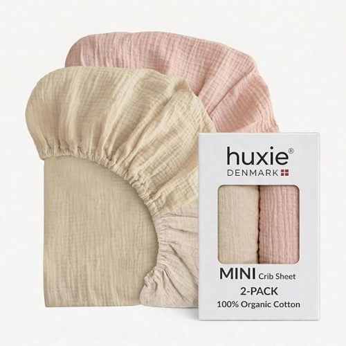 Mini Crib Sheets, 100% Organic Cotton, 24"x38" Pack n Play, Set of 2