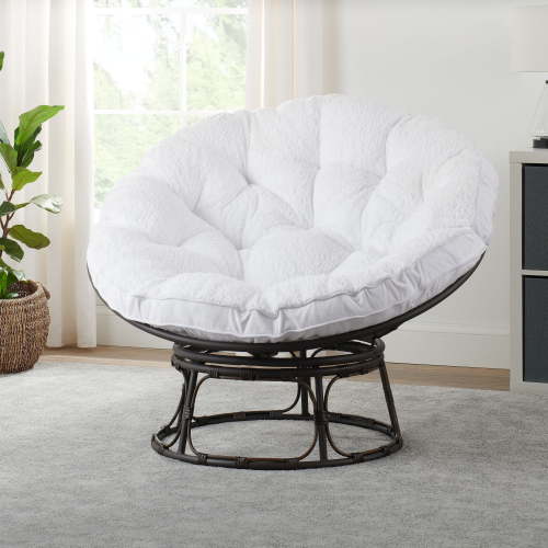 Better Homes & Gardens Papasan Accent Chair, White Sherpa