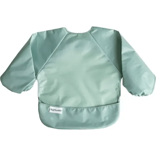 Tiny Twinkle Long Sleeve Bib for Babies & Toddlers | Waterproof Smock Bib for Eating | Machine Washable & Mess-Proof Feeding Essentials | Newborn Shower Gift (Sage Green, 2-4Y)