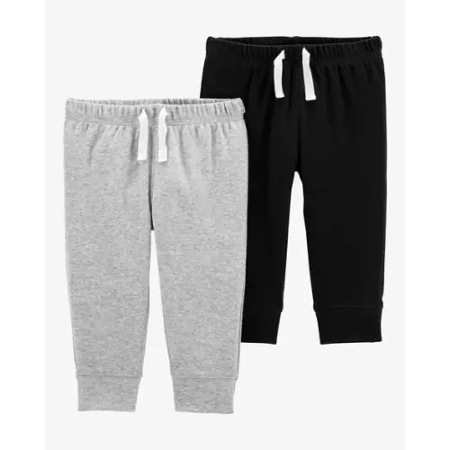 Baby Boy 2-Pack Cotton Pants - Grey/Black | Carter's