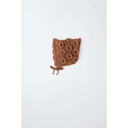CROCHET FLOWER KNIT BONNET - Caramel | ZARA United States