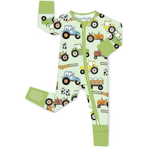babee Reshinee Bamboo Viscose Baby Footie Pajama, Zipper Pajamas for Baby Boys & Baby Girls, Sleep and Play Footed Pajamas 3-6M