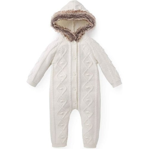 Baby Faux Fur Hooded One Piece, Infant, 0-3M