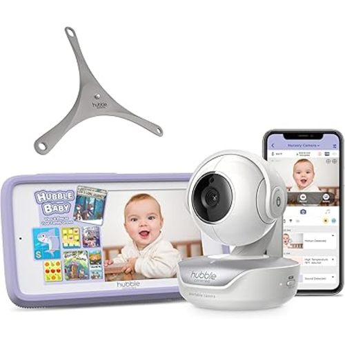 Hubble Nursery Pal Touch 5" Smart Baby Monitor with Camera and Audio, WiFi Baby Camera Monitor with Flexible Wall Mount; Pan Tilt Zoom; 2Way Talk, Interactive Smart HD Monitor & Smartphone App