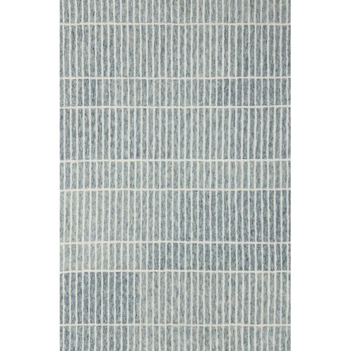 allen + roth Serene Sails 5 X 8 (ft) Wool Blue Ivory Indoor Stripe Area Rug 33069 at Lowes.com