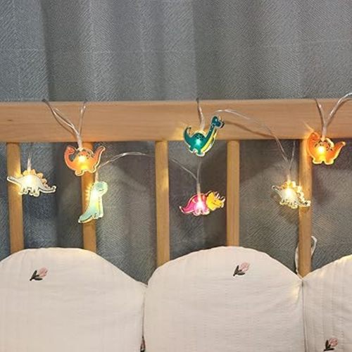 GUOCHENG Cute Dinosaur String Lights, 2M 10LED Toy Super Fun Dinosaur Light Strings, Battery Operated Dino Lights for Indoor Children Bedroom Nursery Decor(Dino)