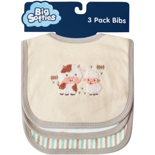 Big Softies Baby Newborn Bibs 3 Pack - Off White - Size Onesize