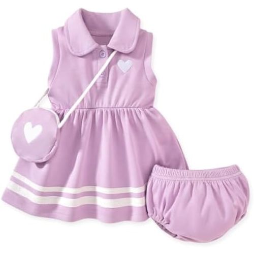 Newborn Baby Girl Sleeveless Polo Dress with Matching Bloomers