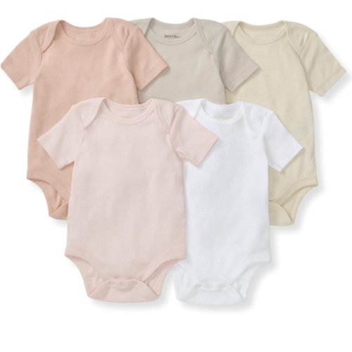 Burt's Bees Baby Bodysuits, Short Sleeve and Long Sleeve One-Pieces, 100% Organic Cotton, Pack of 5