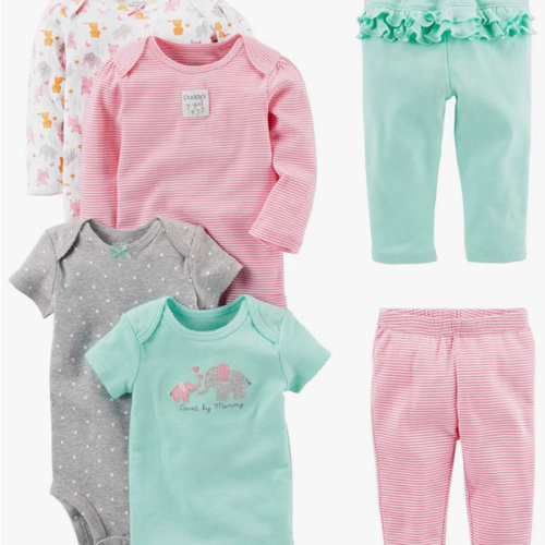 Simple Joys by Carter's Baby Girls 6-piece Bodysuits (Short and Long Sleeve) and Pants Set