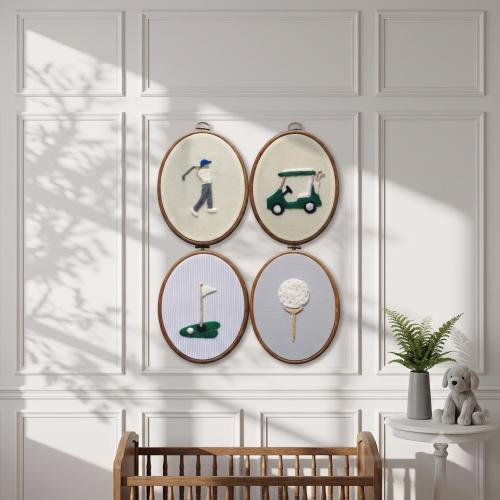 Needle Felted Golf Nursery Art: Handmade Baby Boy Decor Set