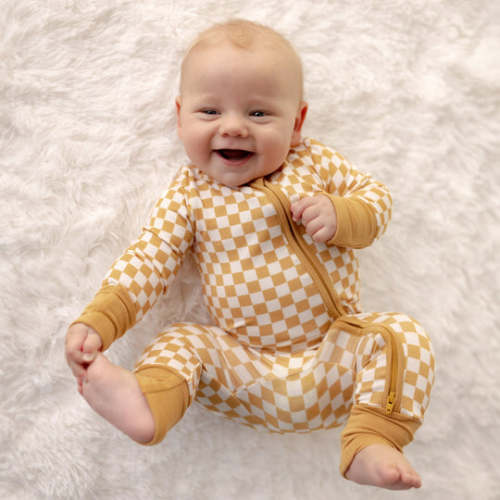 Tan Checkers || Free Birdees - Best Baby Bamboo Footies