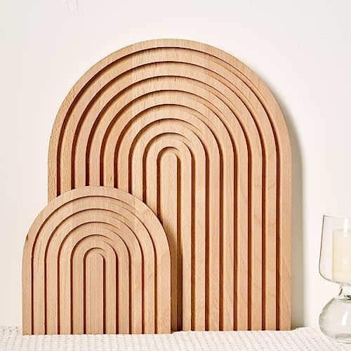 Homtik Wood Rainbow Arch - Modern Boho Room Decor for Wall Shelf, Fireplace Mantel, Counter, Table - Aesthetic Home Decoration for Living Room, Kitchen, Bedroom, Office, Nursery, Set of 2