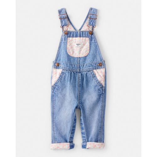 Baby Girl Floral Patchwork Denim Overalls - Blue - OshKosh B'gosh | Carter's