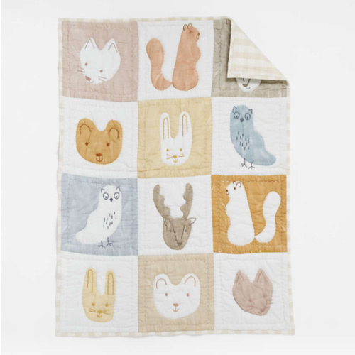 Forest Animals Organic Cotton Baby Crib Quilt