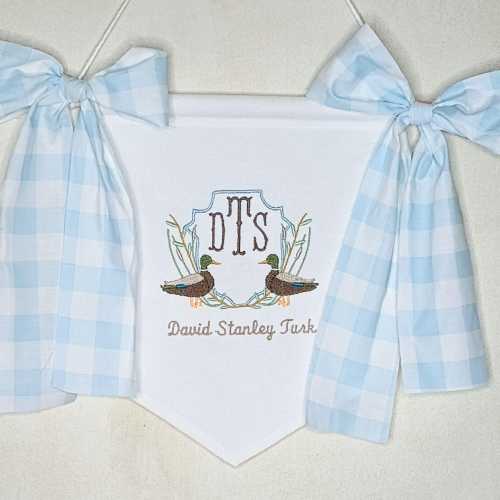 Personalized Duck Hunting Birth Announcement Banner Custom Baby Keepsake Heirloom Nursery Decor Hunter Baby Gift for Shower Monogrammed sign