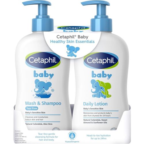 Cetaphil Baby Wash & Shampoo + Lotion, Sensitive Skin, 13.5oz, 2ct