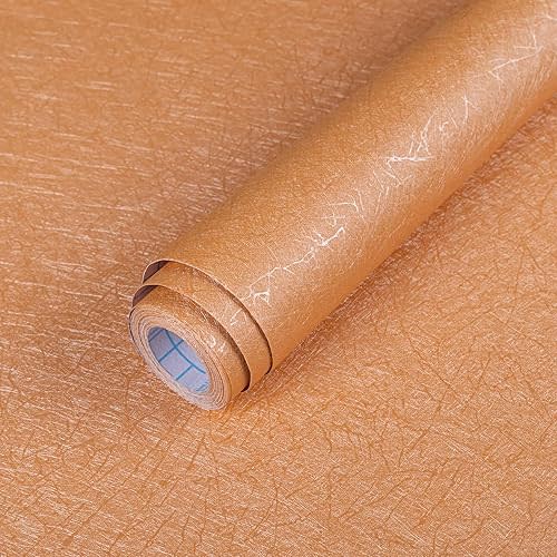 Abyssaly Cream Orange Wallpaper Peel and Stick Wallpaper 15.7in X 118in Silk Embossed Self Adhesive Removable Contact Paper for Bedroom Living Room Solid Color Brown Shelf Drawer Liners Paper