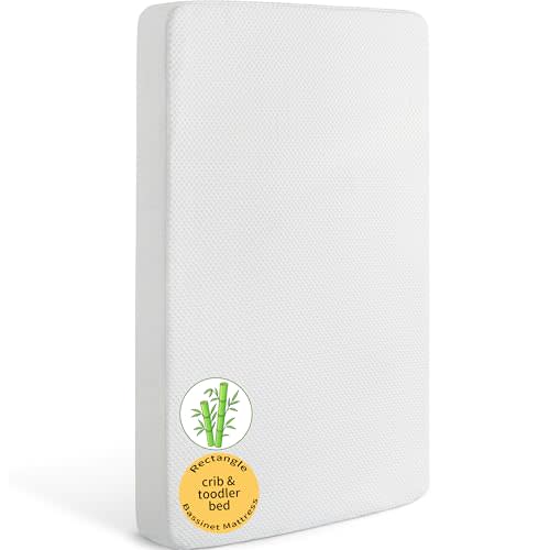 Bassinet Mattress 33x20 Rectangle, Baby Waterproof Replacement Pad Compatible with AMKE, Firm Support Foam Insert with Bamboo Viscose Cover