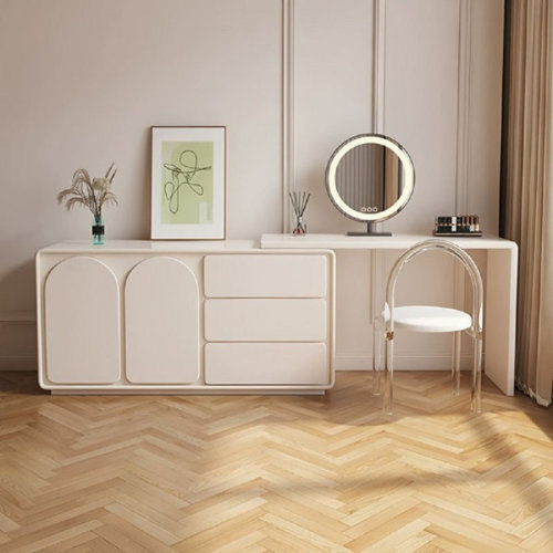 Brayden Studio Extendable 55.11"-110" Makeup Vanity with Storage Space & Reviews | Wayfair