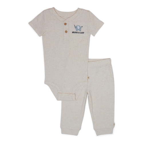 Huggies Baby Boy Alex The Elephant 2pc Organic Cotton Bodysuit and Pant Set, Sizes NB-24M