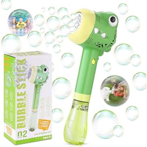 Bubble Machine Wand for Kids Toddlers Age 1 2 3 4 5 6 7 8 Years Old Birthday Party Easter Day Gifts with Music&Light Automatic Cute Baby Outdoor Outside Toy Game for Little Girl Boy Include Solution