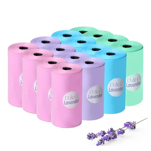 Disposable Diaper Sacks,240 Count | value pack,16 roll/240 Count,Lavender Scented,four colors,Diaper Disposal or Pet Waste Bags,13 X 9 Inches