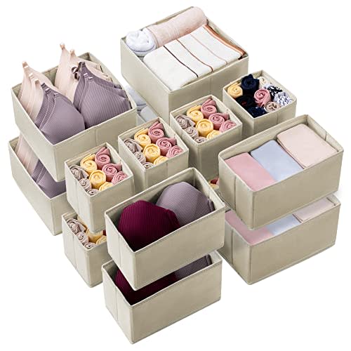 Kootek 16 Pack Drawer Organizer Clothes, Dresser Drawer Organizers for Clothing Fabric Foldable Closet Organizers and Storage Bins for Baby Clothes, Nursery, Underwear, Bras, Socks