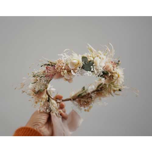 Gorgeous flower crown, newborn floral photo prop, floral pastel halo, dried flower headband,Skye Pastel Bridal Dried Flower Crown