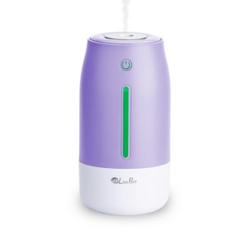 LivePure Aqua Glo Cool Mist Rechargeable Ultrasonic Cool Mist Humidifier w/ Quiet Operation - Lavender