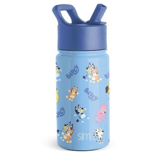 Simple Modern 14oz Stainless Steel Summit Bluey Water Bottle Blue: Kids & Toddler Portable Drinkware, Dishwasher-safe