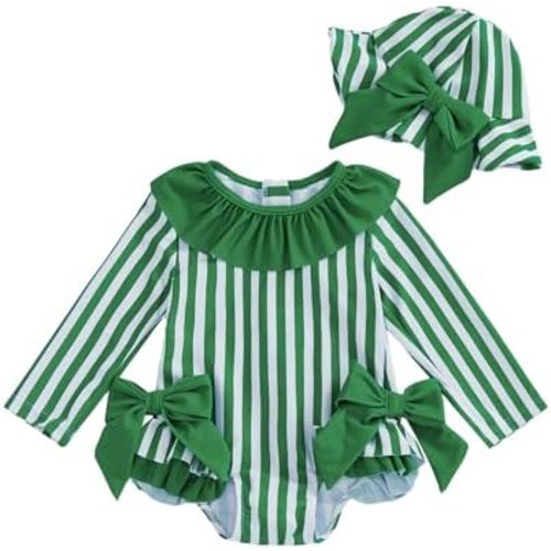 Toddler Girl Swimsuit 4th of July One Piece Swimsuit Romper with Hat Girl Bathing Suit Kids Girl Beach + Rash Guard