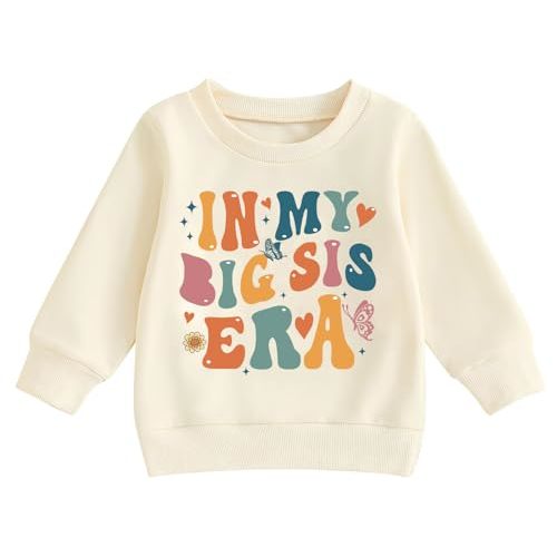 Sineeko Big Sister Sweatshirt for Toddler Baby Girl Outfits Big Sis Announcement Pullover Gifts 2-7T