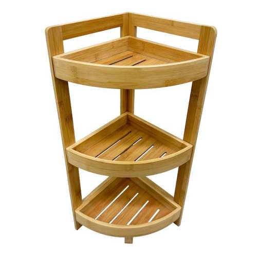 REAL SIMPLE 3-Tier Bamboo Corner Storage Shelf