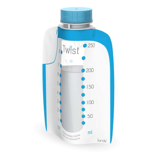 Kiinde Twist Pouch Direct-Pump Direct-Feed Twist Cap Breast Milk Storage Bags for Pumping, Freezing, Heating and Feeding, Pre-Sterilized, 8 Ounce, pack of 40