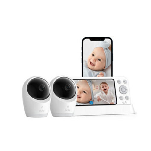 Baby Monitor E21 with 2 4K UHD Cameras, 5'' 720p Display, 8× Zoom, Portable Camera with Built-in Battery