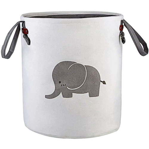 JIUJ Storage Baskets Cotton Foldable Round Home Organizer Bin for Baby Nursery Toys Laundry Clothing Elephant