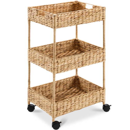 Best Choice Products 3-Tier Water Hyacinth Rolling Nursery Caddy w/ Wheels, Utility Cart, Storage Organization - Natural - Walmart.ca