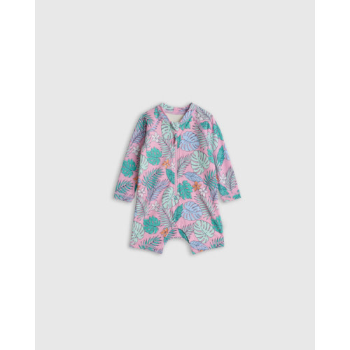 Long Sleeve Zip-Up Rash Guard One-Piece - Baby in Rainbow Stripe