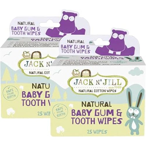Jack N' Jill Baby Gum & Tooth Natural Cotton Wipes, 25 Count (Pack of 2)