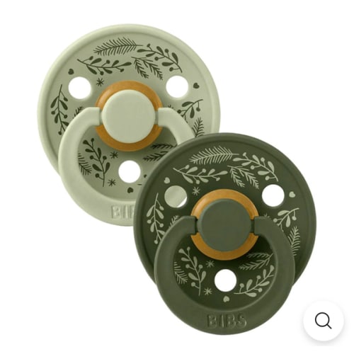 Bibs Colour Pacifier 2 Pack - Holiday Leaf Sage/Hunter Green