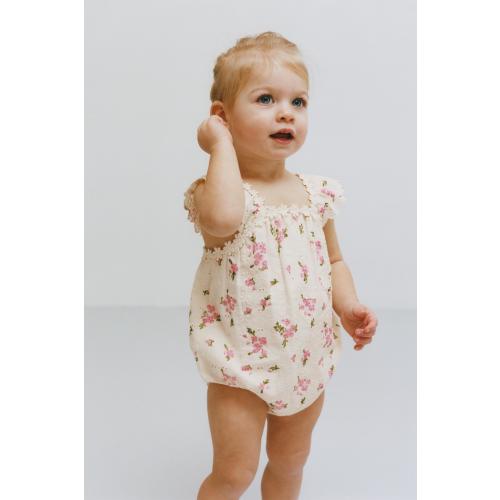 FLORAL EYELET ROMPER - Ecru | ZARA United States