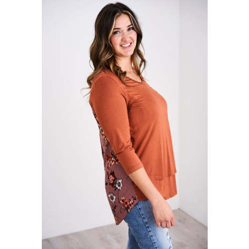 Latched Mama 3/4 Sleeve Scoop Neck Woven Back Nursing Top - Last Chanc