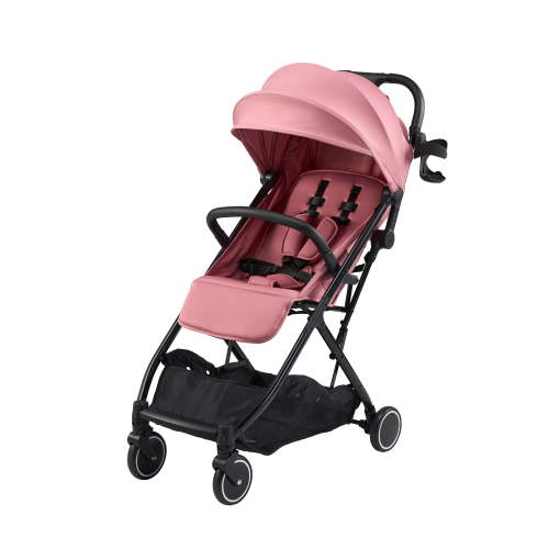 Parent's Choice Quick Fold Compact Baby Stroller in Dusty Rose with Full-reclining Backrest