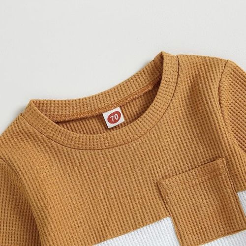 Kupretty Toddler Baby Boy Fall Winter Clothes Color Block Long Sleeve Sweatshirt Pullover Tops + Joggers Pants Outfit Set