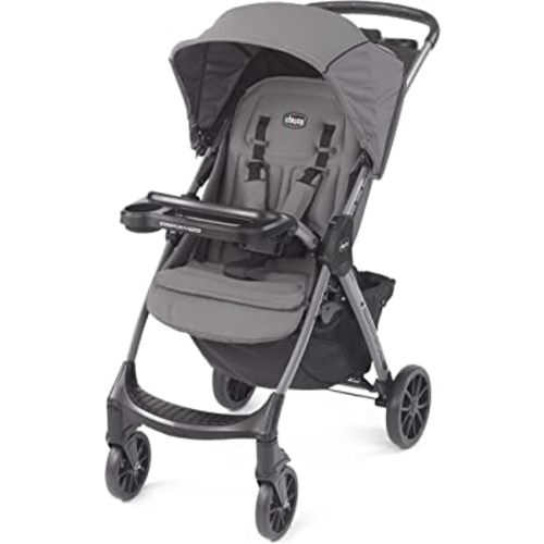 Chicco Mini Bravo Plus Lightweight Stroller for Babies and Toddlers, 3-Position Reclining Seat and UPF-Rated Canopy, Child and Parent Trays, Self-Standing Fold | Graphite/Grey